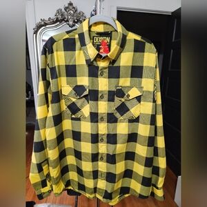 NWOT Dixxon Flannel Company Yellow Plaid Button Up